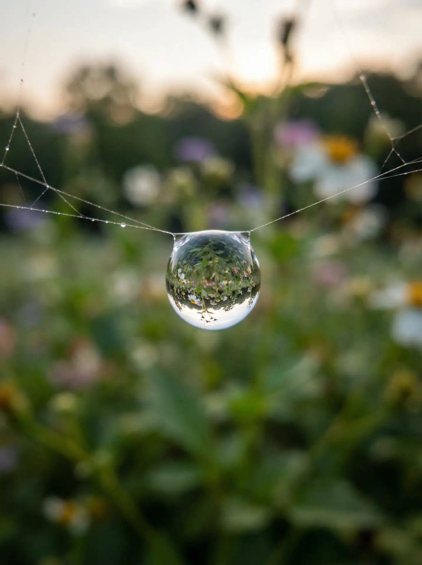 香蕉漫画 精选 - 蛛网露珠微距摄影